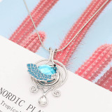 20MM Peacock design snap silver Plated with Light blue rhinestone KC6993 snaps jewelry