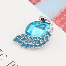 20MM Peacock design snap silver Plated with Light blue rhinestone KC6993 snaps jewelry