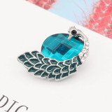 20MM Peacock design snap silver Plated with cyan rhinestone KC6992 snaps jewelry