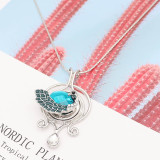 20MM Peacock design snap silver Plated with cyan rhinestone KC6992 snaps jewelry
