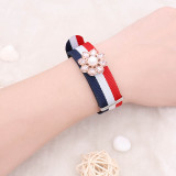 1 buttons blue white red KC0887 Watch bracelets fit 20MM USA flag