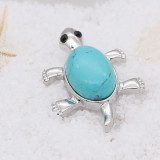 20MM Tortoise design snap silver Plated with Cyan turquoise KC8015 snaps jewelry