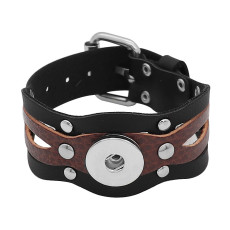 1 buttons  Black and brown leather KC0890 Watch bracelets fit 20MM snaps chunks