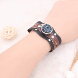 1 buttons  Black and brown leather KC0890 Watch bracelets fit 20MM snaps chunks