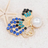 20MM design Butterfly  gold snap with Blue rhinestone and pearls KC8022 snaps jewelry