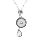 silver pendant Necklace with Large rhinestones 80cm chain KC1311 fit 20MM chunks snaps jewelry