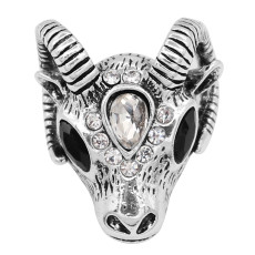 20MM Sheep head snap Silver Plated with  rhinestone KC8029 snaps jewelry