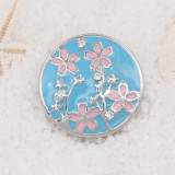 20MM Flowers snap Plated with Cyan rhinestone and enamel KC8030 snaps jewelry