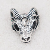 20MM Sheep head snap Silver Plated with  rhinestone KC8029 snaps jewelry