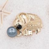 20MM design Elephant  gold snap with rhinestone and pearls KC8027 snaps jewelry