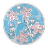 20MM Flowers snap Plated with Cyan rhinestone and enamel KC8030 snaps jewelry