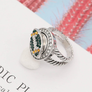 Football 12MM snap With Orange and Green Rhinestone KS7057-S interchangable snaps jewelry