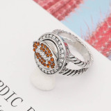 Football 12MM snap With Brown and white Rhinestone KS7058-S interchangable snaps jewelry