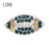 Football 12MM snap With Orange and Green Rhinestone KS7057-S interchangable snaps jewelry