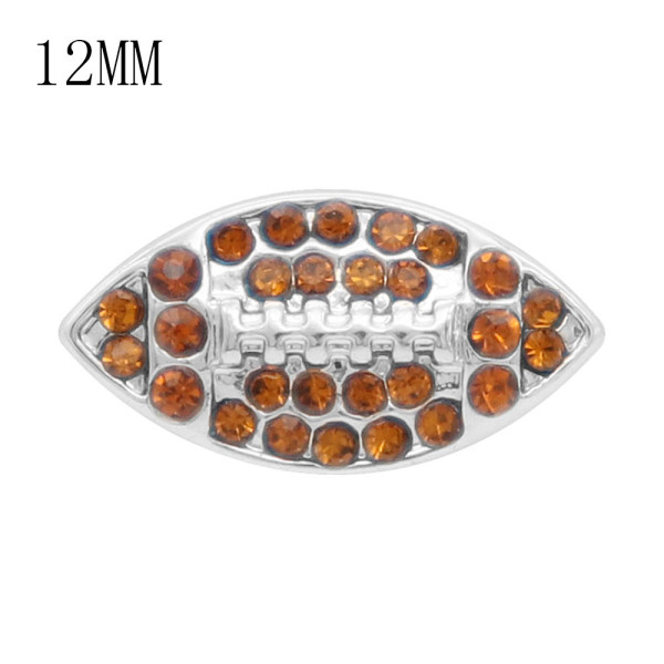 Football 12MM snap With Brown and white Rhinestone KS7058-S interchangable snaps jewelry