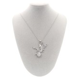 silver pendant Necklace with White rhinestones 70cm chain KS1284-S fit 20MM chunks snaps jewelry
