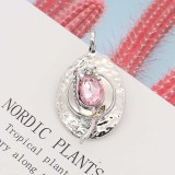 20MM design Rose snap with Pink rhinestone KC6986 snaps jewelry