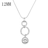 silver pendant Necklace with White rhinestones 60cm chain KS1285-S fit 12MM chunks snaps jewelry