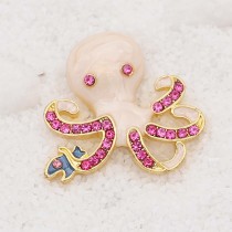 20MM design Octopus  gold plated snap With red rhinestones Enamel KC9111 snaps jewelry