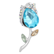 20MM design Rose snap with light Blue rhinestone KC6985 snaps jewelry