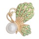 20MM design Butterfly  gold snap with Green rhinestone and pearls KC8024 snaps jewelry