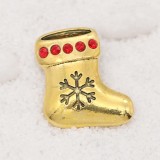 Christmas 20MM design Christmas stocking gold plated snap with rhinestone KC9107 snaps jewelry