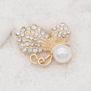 20MM design Butterfly  gold snap with White  rhinestone and pearls KC8026 snaps jewelry