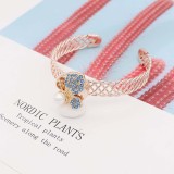 20MM design Butterfly  gold snap with light Blue rhinestone and pearls KC8025 snaps jewelry