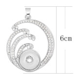 snap sliver Pendant with White rhinestone  fit 20MM snaps style jewelry KC0465