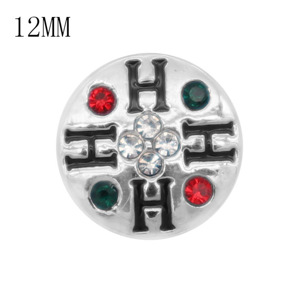 12MM Christmas design metal   snap with green red rhinestone KS7064-S enamel snaps jewelry