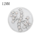 12MM design metal snap with white rhinestone KS7073-S white enamel snaps jewelry