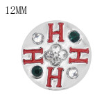 12MM Christmas design metal red H snap with green white rhinestone KS7063-S enamel snaps jewelry