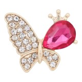 Butterfly 20MM  snap Gold Plated with pink rhinestone KC9132 snaps jewelry
