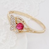 Butterfly 20MM  snap Gold Plated with pink rhinestone KC9132 snaps jewelry