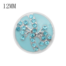 12MM design metal snap with blue rhinestone KS7072-S blue enamel snaps jewelry