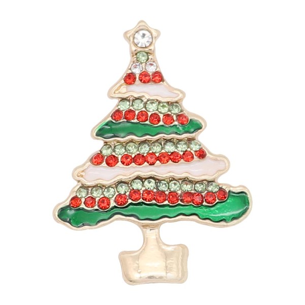 Christmas 20MM design Christmas tree with  rhinestone enamel KC8035 snaps jewelry
