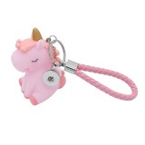Unicorn PU leather Keychain Keychain with pink button fit snaps chunks KC1220 Snaps Jewelry