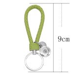 PU leather Keychain Keychain with Green button fit snaps chunks KC1216 Snaps Jewelry