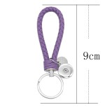 PU leather Keychain Keychain with purple button fit snaps chunks KC1217 Snaps Jewelry