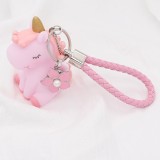Unicorn PU leather Keychain Keychain with pink button fit snaps chunks KC1220 Snaps Jewelry