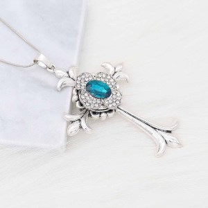 20MM  snap Silver Plated with cyan rhinestone KC9189 snaps jewelry