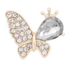 Butterfly 20MM  snap Gold Plated with White rhinestone KC9131 snaps jewelry
