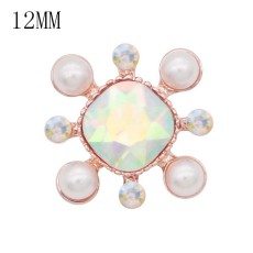 12MM design rose gold snap with colorful rhinestone and pearl KS7079-S snaps jewelry