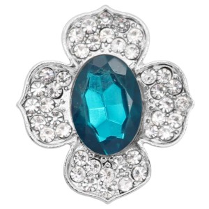 20MM  snap Silver Plated with cyan rhinestone KC9189 snaps jewelry