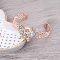Butterfly 20MM  snap Gold Plated with White rhinestone KC9131 snaps jewelry