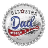 20MM all star Dad snap Silver Plated KC8046 snaps jewelry