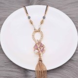 Leaves 20MM  snap Gold Plated with Pink rhinestone and pearls KC9121  snaps jewelry