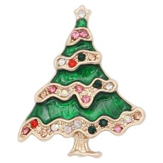 Christmas 20MM design Christmas tree with  rhinestone enamel KC8043 snaps jewelry