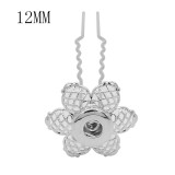 Flowers hairpin snap sliver Pendant   fit 12MM snaps style jewelry KS0376-S