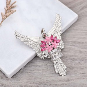 Eagle wings snap sliver Pendant With white rhinestones fit 20MM snaps style jewelry KC0469